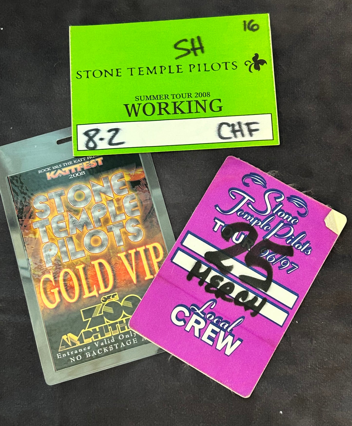Stone Temple Pilots 3 Back Stage / Working Passes - Rare Find